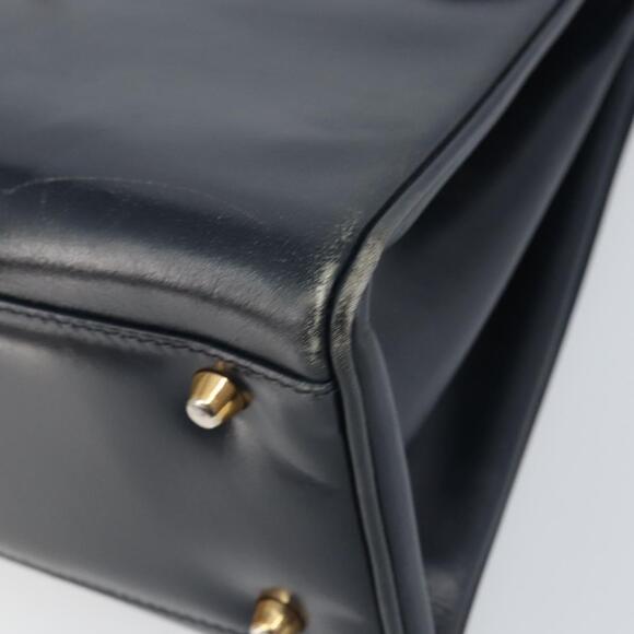 GUCCI Hand Bag Leather Navy Gold Auth 156872 - Picture 9 of 16